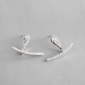 wholesale S925 Sterling Silver HED373 Korean Style Versatile Semi-Arc Micro-Set Zirconia Drop Earrings-0-0