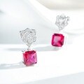S925 Sterling Silver Earrings with Ruby and Full-Cut Zirconia-0-2