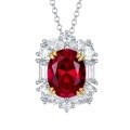 wholesale 925 Sterling Silver with High Carbon Diamonds, 2 Carat Simulated Ruby Women's Pigeon Blood Red Pendant,Ins。-0-4