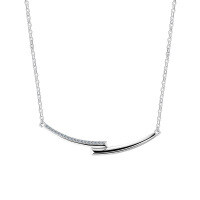 Metal Micro-Pave Moissanite Minimalist Smile Necklace, Women's Versatile Fashion Pendant-S925 sterling silver with 18 moissanite diamonds (4mm each).