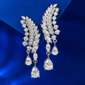 wholesale S925 Metal European & American New Style 6*8mm Ice-Cut High-Carbon White Diamond Water Drop Earrings-0-0