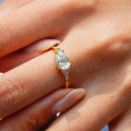 18K Gold Plated S925 Silver Moissanite Pear-shaped Halo Ring-0-2