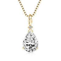 Sterling Silver Fashion Pendant Necklace with Moissanite-Luxury Teardrop Necklace [K Gold] 6x9mm  925 Silver