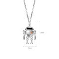 wholesale S925 Sterling Silver Original Silver Luck Hui Robot Necklace, Trendy Minimalist Versatile High-End Feel Heart Pendant Necklace Wholesale-0-3