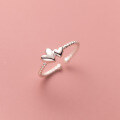 wholesale S925 silver Korean version minimalist double heart twist ring heart-shaped fresh index finger ring R00388-0-3