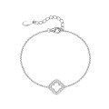 wholesale 925 Sterling Silver Edged Four-Leaf Clover Bracelet with Stone Inlay, Ins Light Luxury High-End Lucky Four-Leaf Flower Necklace-0-5