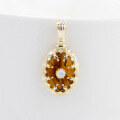 wholesale Gold-plated sterling silver pendant with synthetic amber and Australian opal, stylish and elegant for lightweight luxury and niche fashion commuting-0-1