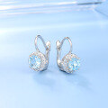 wholesale S925 Sterling Silver Natural Stone Earrings, European and American Vintage Style, with Blue Topaz and Sapphire Inlays, Direct from Manufacturer-0-0
