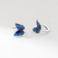 wholesale S925 Sterling Silver Vintage Blue Resin Butterfly Ear Clips with Design Sense for Women M06684-0-4