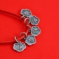 wholesale 925 Sterling Silver Vintage Chinese Style DIY Accessories Fu Ji An Cai Pray for Peace and Blessings Pendant Bracelet Braided Red Cord Charm-0-2