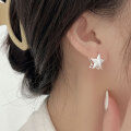wholesale S925 Sterling Silver Minimalist Three-Dimensional Star Ear Clasp for Women, Summer New Simple Versatile Elegant Ear Studs-0-0