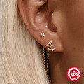 wholesale S925 Sterling Silver Diamond-Encrusted Layered Star Dangle Earrings with Tassels-0-2