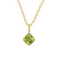 wholesale S925 Silver Plated 14k Gold Peridot and White Zircon Necklace in Japanese Retro Style-0-0