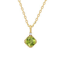 wholesale S925 Silver Plated 14k Gold Peridot and White Zircon Necklace in Japanese Retro Style-5A Pure Peridot Necklace 925 Silver