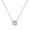 Sterling Silver Pendant with 1ct Moissanite, Tower Cut Square Halo Setting-0-2