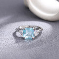 wholesale S925 silver Japanese and Korean pop fashion ring set with imitation natural topaz aquamarine stone, exuding a single trendsetter's temperament-0-2