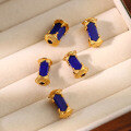 wholesale Gold-plated S925 ancient silver fittings set with natural lapis lazuli rectangular barrel beads and spacer beads for DIY jewelry accessories-0-2