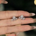 wholesale S925 Sterling Silver Light Luxury Popular Ice Crystal Flower Earrings for Women, Exquisite and Versatile, Small Niche Advanced Sense Floral Earrings-0-3