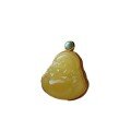 wholesale S925 silver inlaid natural beeswax turquoise smiling Buddha open pendant chicken oil yellow full honey Buddha necklace-0-4