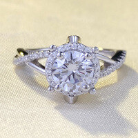 wholesale S925 Silver 1-carat High Carbon Diamond Round Diamond Ring Women's Fashion European and American Cross-border Best Seller-R820 White Diamond No. 8