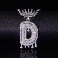 wholesale S925 Silver Fashion Full Diamond Pendant with Zircon Crown Tassel Unisex Initial English Letter D Pendant Niche-0-0