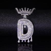 wholesale S925 Silver Fashion Full Diamond Pendant with Zircon Crown Tassel Unisex Initial English Letter D Pendant Niche-D-shaped gold pendant (without chain)  925 silver