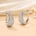 wholesale 925 Sterling Silver Cross-Border New Moissanite U-Shaped Earrings, European and American Fashion Diamond-Inlaid Elegant Ear Clasp Hoop Wholesale-0-1