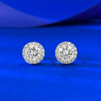 wholesale Metal material first: new 60 round full diamond classic ear studs set with ultra-sparkling zirconia, noble and elegant temperament-E658 White Diamond &gt;925 Silver