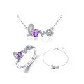 wholesale S925 Silver Inlaid Natural Amethyst Original Design Jewelry Set, Ring Bracelet Necklace Three-Piece Suite-0-0