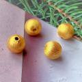 wholesale Sterling Silver Gold-Plated Brushed Round Beads DIY Bracelet Necklace Accessories Spacer Beads Lucky Beads Handmade Cord Loose Beads-0-1