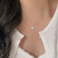 wholesale S925 Sterling Silver Korean Version Simple and Fashionable Delicate Fresh Heart-shaped Pendant Necklace for Women-0-3