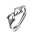 wholesale S925 Sterling Silver Ethnic Style Koi Fish Ring Fashionable and Unique Vintage Money and Annual Abundance Ring for Women-0-4