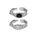 wholesale S925 Sterling Silver Korean Version Ins Small and Unique Design Lava Surge Zircon Textured Open Adjustable Ring for Women-0-4