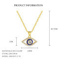 wholesale S925 Sterling Silver Cross-border Hit Deep Blue Evil Eye Zircon Necklace, Small-design Fashion Euro-american Collarbone Chain-0-1