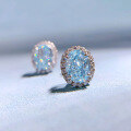 wholesale 925 Sterling Silver New 6*8mm Aquamarine Zircon Stud Earrings for Cross-Border Hot Sales and Distribution by Mujing Jewelry-0-2