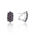 wholesale S925 Sterling Silver Black Garnet Inlaid Zircon Earrings with British Clasp and Various Gemstones-0-2