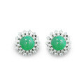 wholesale Gold-Plated 925 Silver High-Carbon Diamond Muzo Green Natural Chalcedony New Chinese Style Hao Lei Same Versatile Women's Earrings-0-0
