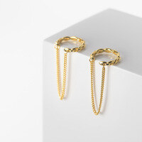 wholesale Metal Material S925 Silver Ear Clips for Women, Korean Style Small Fresh and Personalized Interlocking No Piercing Drop Chain Earrings G8286-S925 silver pair silver model 925 silver