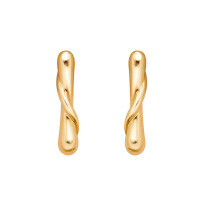 wholesale S925 Silver Plated 14K Gold Minimalist Japanese-inspired Design Earrings, Wholesale by Dunli Jewelry Manufacturer-Plain gold earrings 925 silver