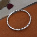 wholesale 999 Silver Hand-Chased Hammered Textured Bangle for Women, Vintage Pure Silver Youthful Minimalist Exotic Unisex Openable Trendy Bracelet-0-3