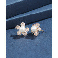 wholesale 925 Sterling Silver High-End Zircon Flower Freshwater Pearl Earrings for Women, Small Batch Design Earrings, Luxury Elegant Accessories-0-0
