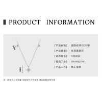 925 Silver 2-Carat Pink Diamond Invisible Necklace Mermaid's Tear Dopamine Pendant-Eight-pointed star necklace [White Gold] Star  925 Silver