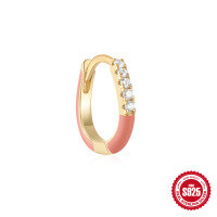 wholesale 925 Sterling Silver Irregular Drip Earrings, Summer Luxury Colorful Dopamine Earrings for Women-Single gold-light pink oil drop 925 silver