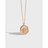 wholesale S925 Sterling Silver XA281 Korean Version INS Minimalist Versatile Bee Pendant Necklace for Women Clavicle Chain Accessory-Champagne gold 925 silver