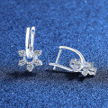S925 Sterling Silver Moissanite Full Diamond French Floral Earrings, Three-Way Wear-0-0