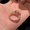 wholesale Rose gold-plated S925 sterling silver gradient pink sapphire diamond high-end custom ring for women, luxurious diamond ring-0-2