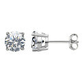 wholesale S925 Sterling Silver Classic Four-Prong Stud Earrings with Moissanite (01/03/05/1/2/3 Carat) for Men and Women-0-4