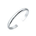 wholesale 999 Sterling Silver Smooth Surface Women's Bracelet, Classic Open-Ended Solid Plain Circle Concave Style for Mothers, Gift for Elders-0-4
