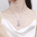 wholesale [18K Gold Plated] Pure Silver 5-Carat Moissanite Pendant Winter New Diamond Necklace, Personalized Women's Sweater Chain Collarbone Necklace-0-3