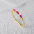 wholesale S925 Sterling Silver Pink Marquise Twist Ring With Zircon Accents And Step Shank, Korean Style Luxury Index Finger Ring-0-3